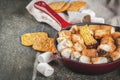 Indoor sÃ¢â¬â¢mores, baked sÃ¢â¬â¢mores dip Royalty Free Stock Photo